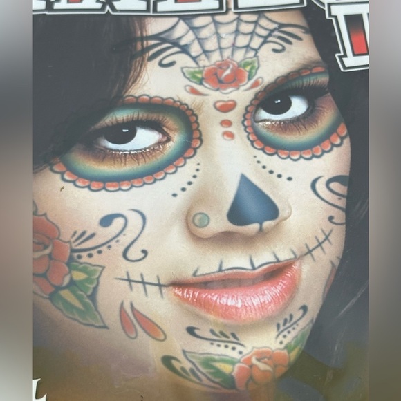 Day of the Dead Temporary Tattoo FX Sugar Skull Face Tinsley Transfers - Picture 3 of 9